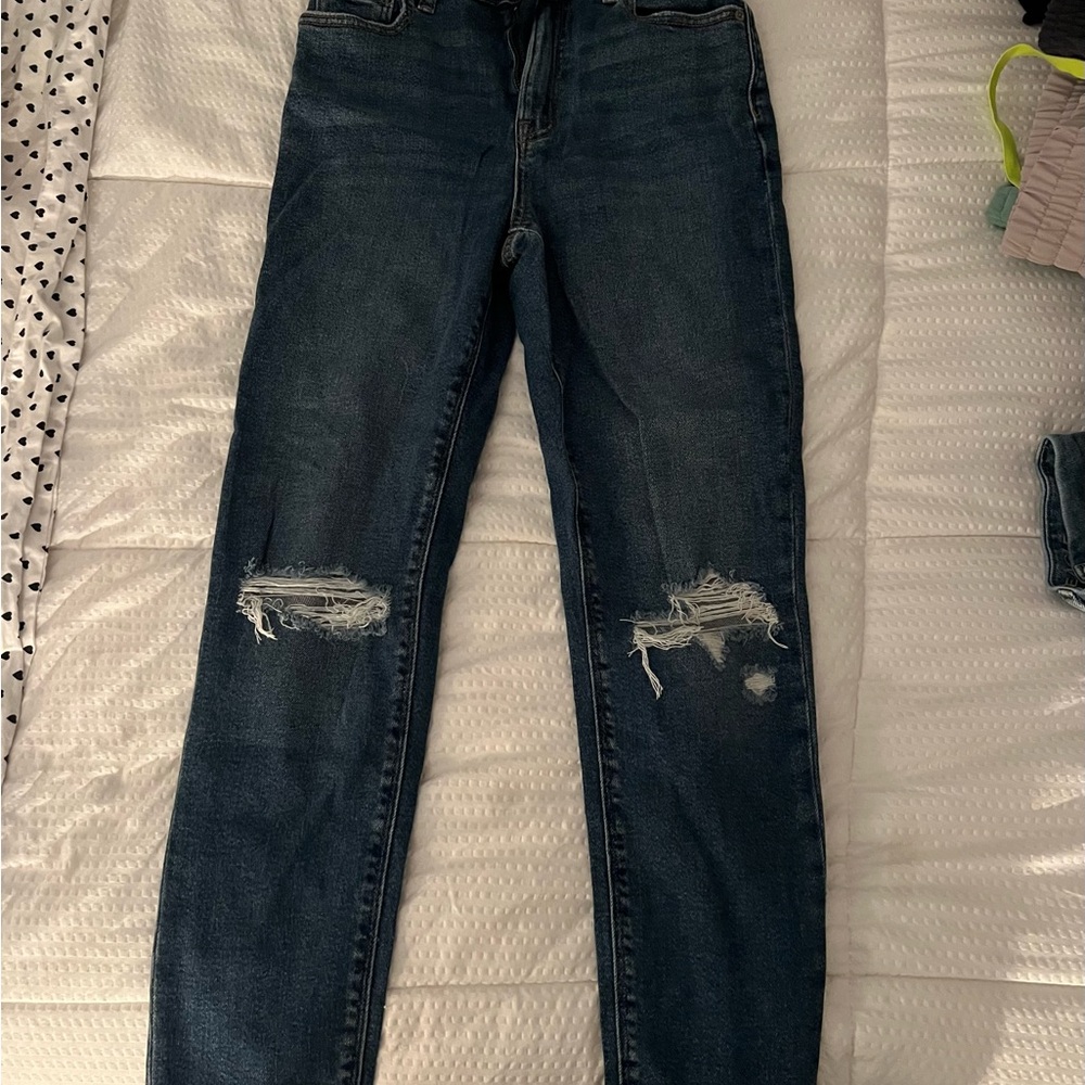 Women's Distressed Blue Jeans